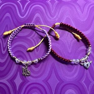 Purple and Red Beaded Friendship Bracelets